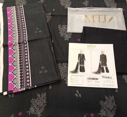 Black | Mtj-Tariq Jamil 3pc Unstitched Khaddar Suit