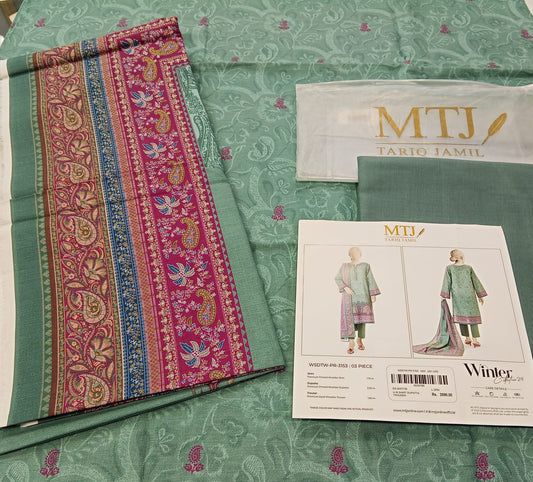 Green | Mtj-Tariq Jamil 3pc Unstitched Khaddar Suit