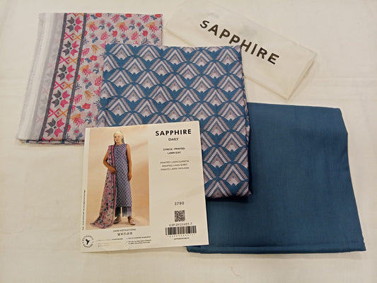 Teal Blue | Sapphire 3Pc Unstitched Lawn Suit