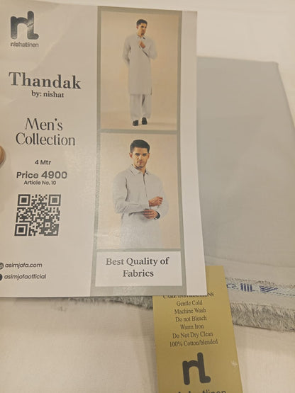 Light Greenish Grey | Nishat Men's Unstitched Wash & Wear