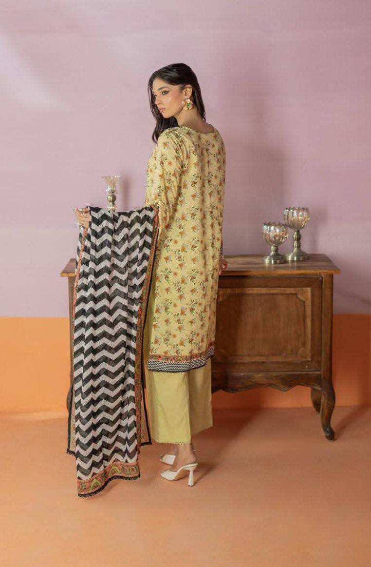 Salina 3pc Unstitched Mid Summer Cotton | Light Lemon