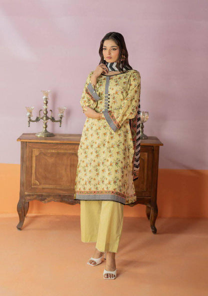 Salina 3pc Unstitched Mid Summer Cotton | Light Lemon