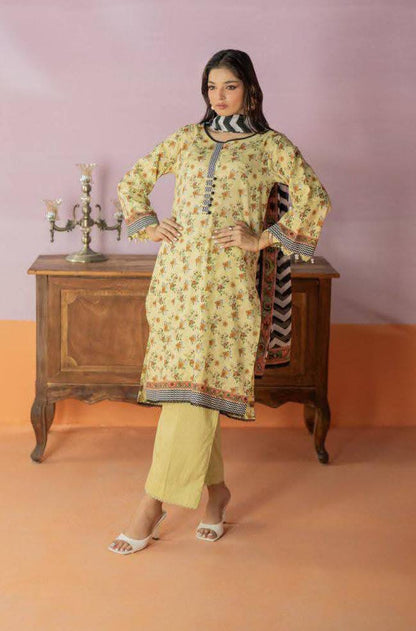 Salina 3pc Unstitched Mid Summer Cotton | Light Lemon