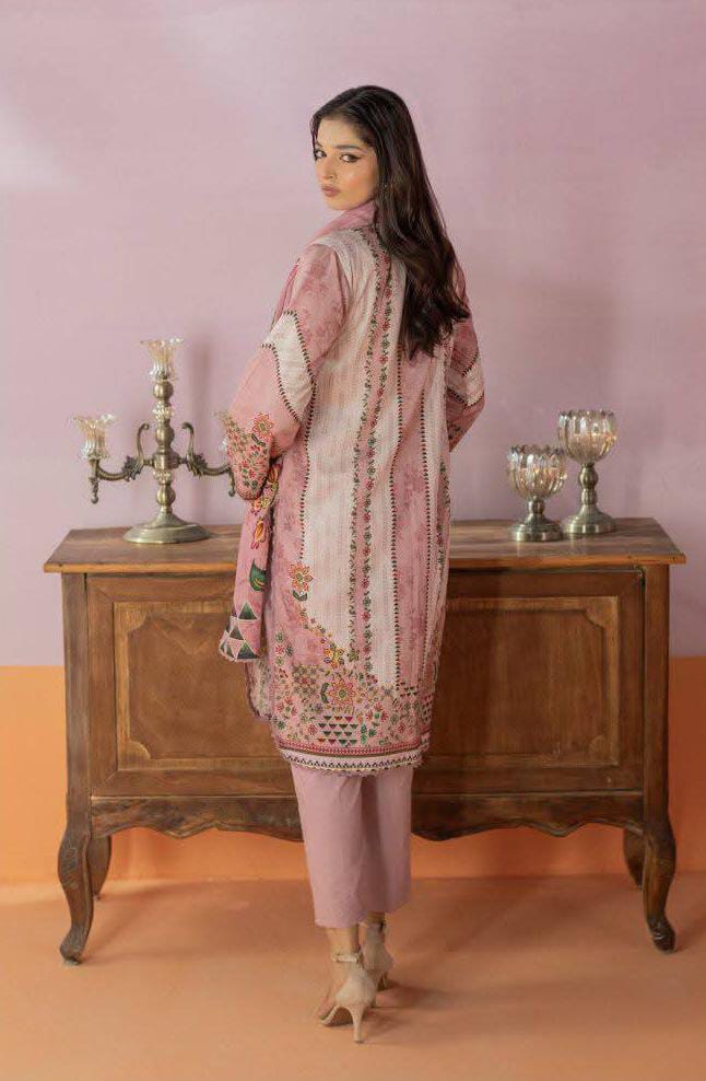 Salina 3pc Unstitched Mid Summer Cotton | Light Pink