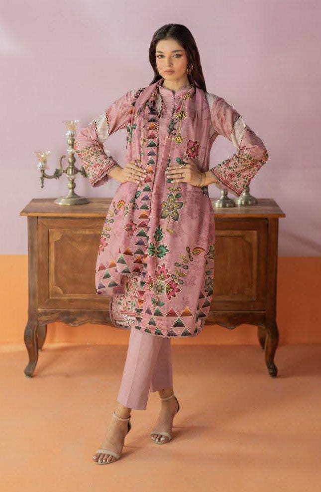 Salina 3pc Unstitched Mid Summer Cotton | Light Pink