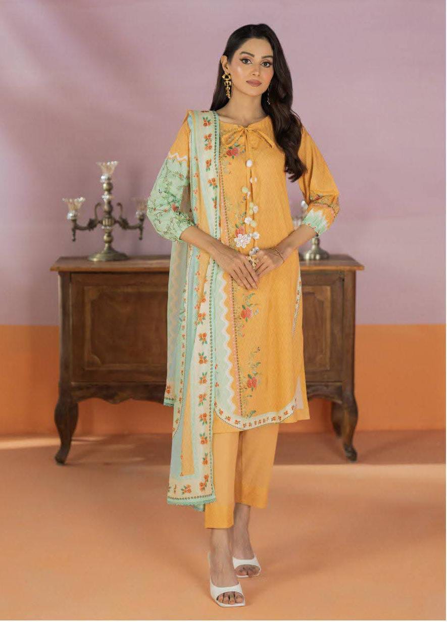 Salina 3pc Unstitched Mid Summer Cotton | Mimosa Yellow