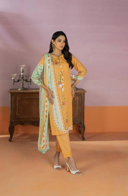 Salina 3pc Unstitched Mid Summer Cotton | Mimosa Yellow