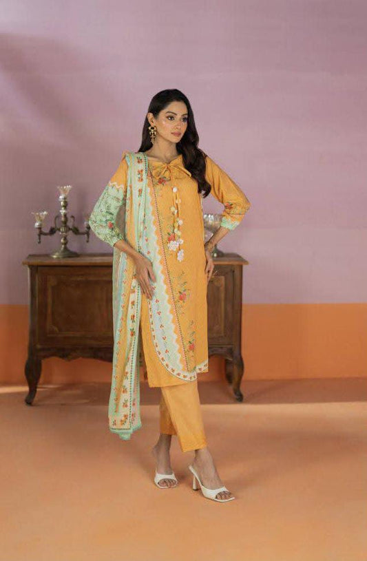 Salina 3pc Unstitched Mid Summer Cotton | Mimosa Yellow