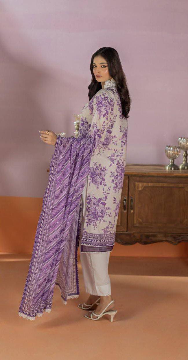 Salina 3pc Unstitched Mid Summer Cotton | Off White