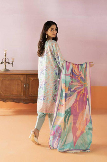 Salina 3pc Unstitched Mid Summer Cotton | Light Sky