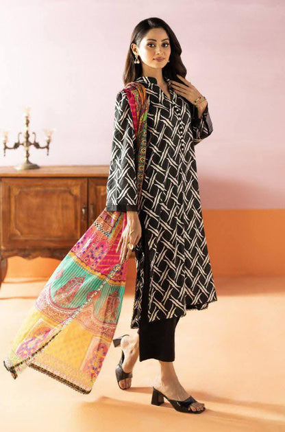 Salina 3pc Unstitched Mid Summer Cotton | Black