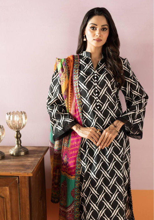 Salina 3pc Unstitched Mid Summer Cotton | Black