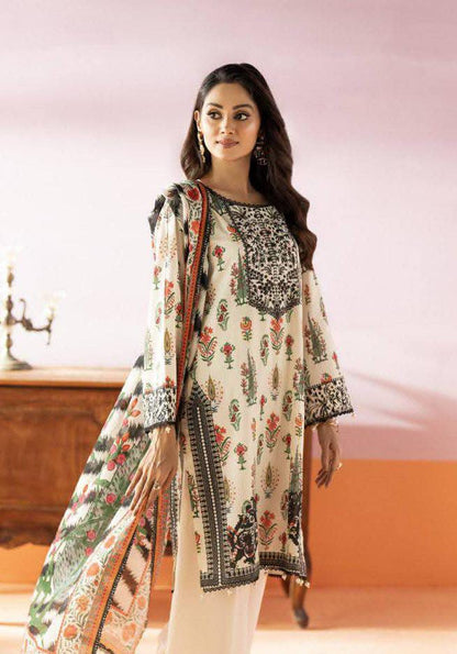 Salina 3pc Unstitched Mid Summer Cotton | Beige
