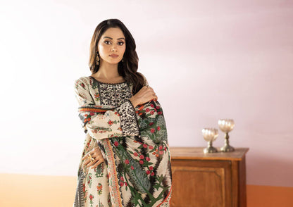Salina 3pc Unstitched Mid Summer Cotton | Beige