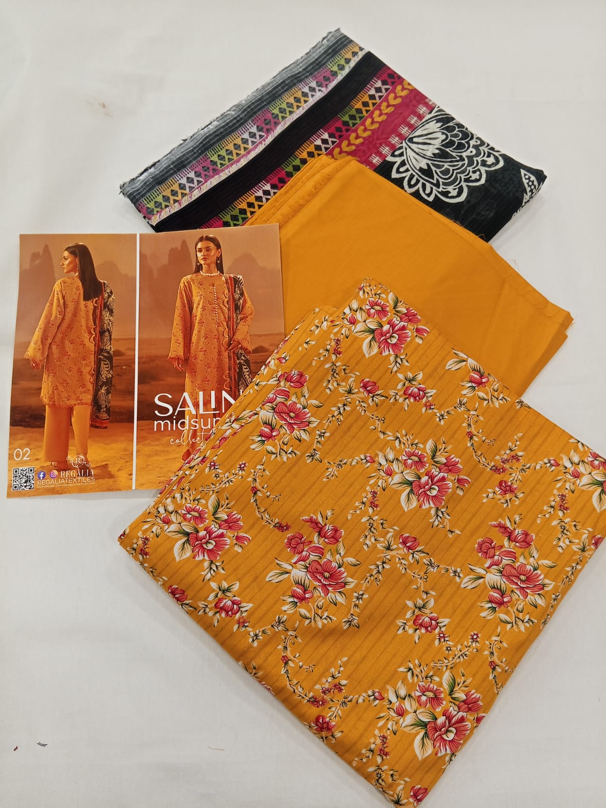 Salina 3pc Unstitched Mid Summer Cotton | Mustard