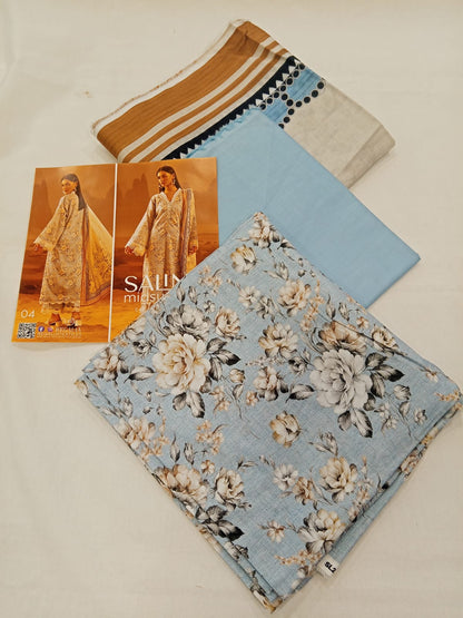 Salina 3pc Unstitched Mid Summer Cotton | Light Sky Blue