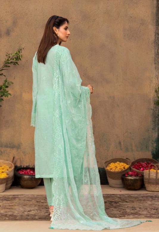 Kaari Noir Luxury Chikankari 3 Piece | Sea Green
