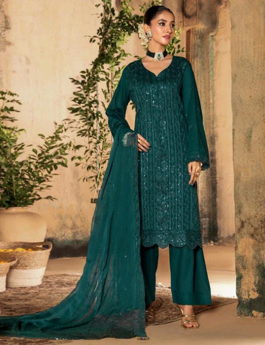 Kaari Noir Luxury Chikankari 3 Piece | Zinc