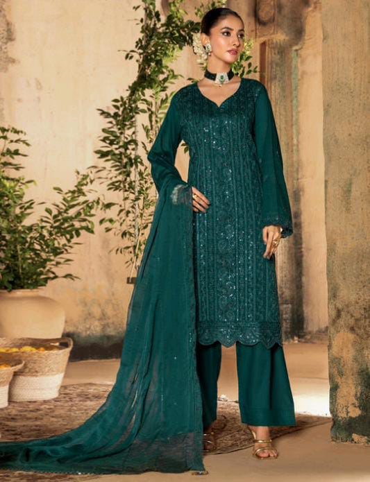 Kaari Noir Luxury Chikankari 3 Piece | Zinc