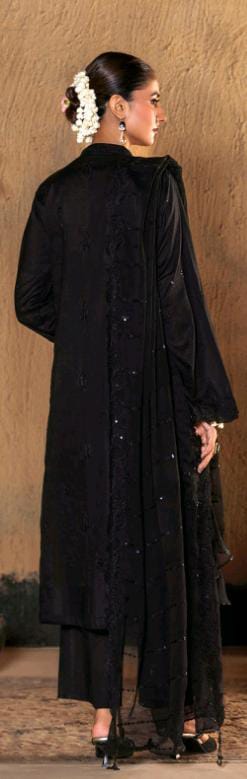 Kaari Noir Luxury Chikankari 3 Piece | Black