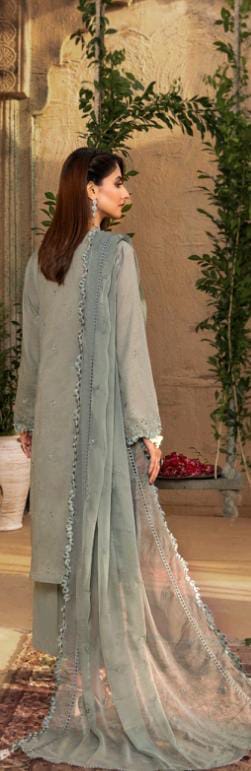 Kaari Noir Luxury Chikankari 3 Piece | Grey