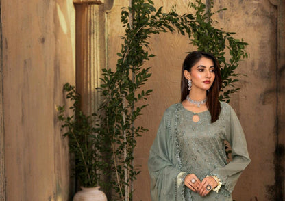 Kaari Noir Luxury Chikankari 3 Piece | Grey