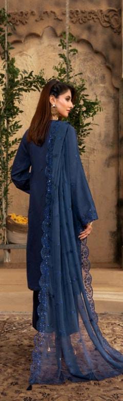 Kaari Noir Luxury Chikankari 3 Piece | Blue