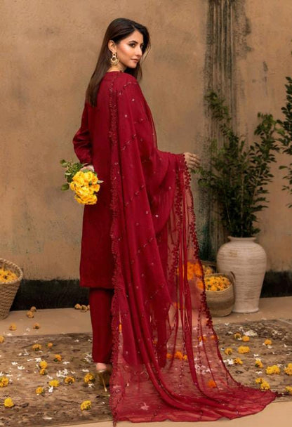 Kaari Noir Luxury Chikankari 3 Piece | Maroon