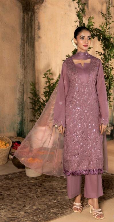 Kaari Noir Luxury Chikankari 3 Piece | Tea Pink
