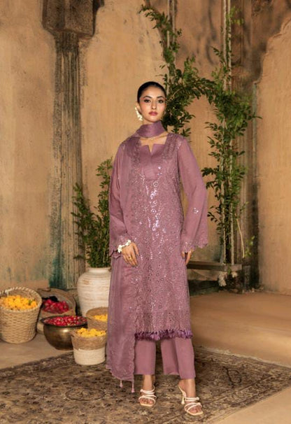 Kaari Noir Luxury Chikankari 3 Piece | Tea Pink
