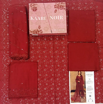 Kaari Noir Luxury Chikankari 3 Piece | Maroon
