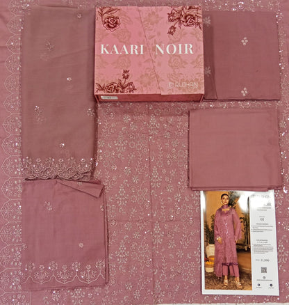 Kaari Noir Luxury Chikankari 3 Piece | Tea Pink