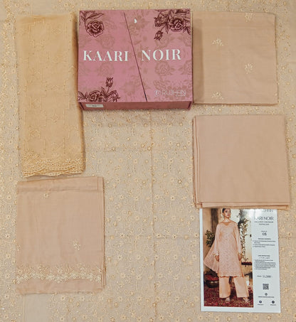 Kaari Noir Luxury Chikankari 3 Piece | Peach