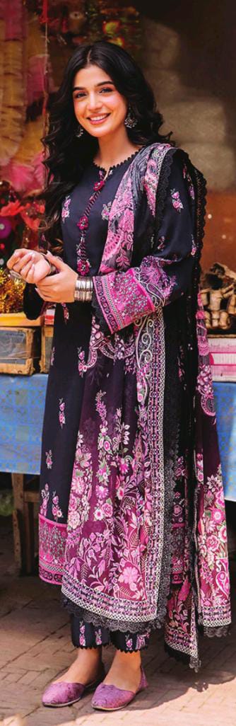 Asim Jofa 3pc Unstitched Khaddar Suit | Black