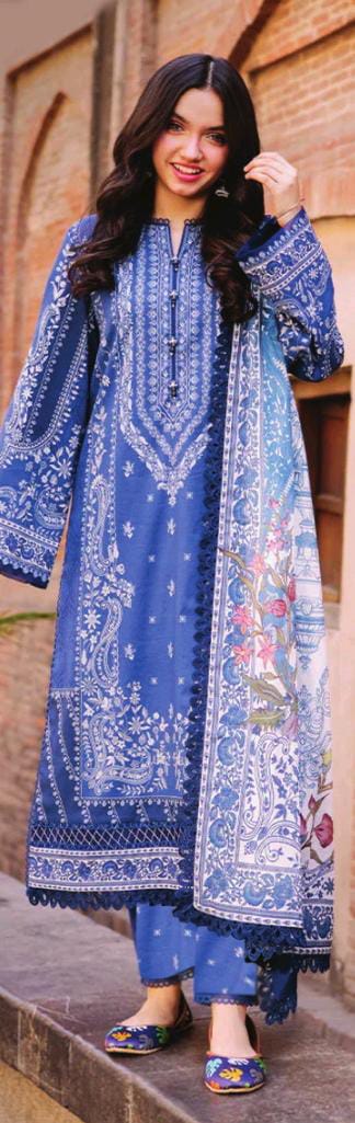 Asim Jofa 3pc Unstitched Khaddar Suit | Royal Blue