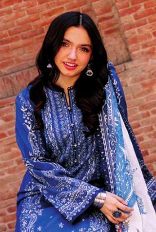 Asim Jofa 3pc Unstitched Khaddar Suit | Royal Blue