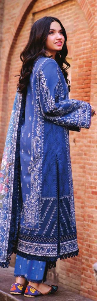 Asim Jofa 3pc Unstitched Khaddar Suit | Royal Blue