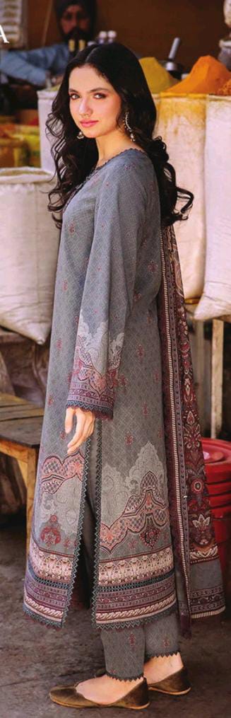 Asim Jofa 3pc Unstitched Khaddar Suit | Grey