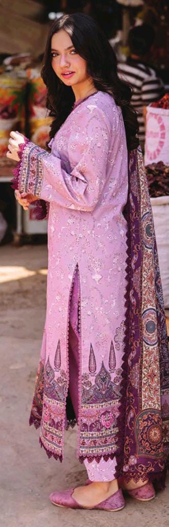 Asim Jofa 3pc Unstitched Khaddar Suit | Mauve Plum