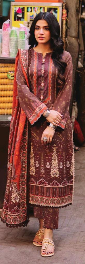 Asim Jofa 3pc Unstitched Khaddar Suit | Dark Brown