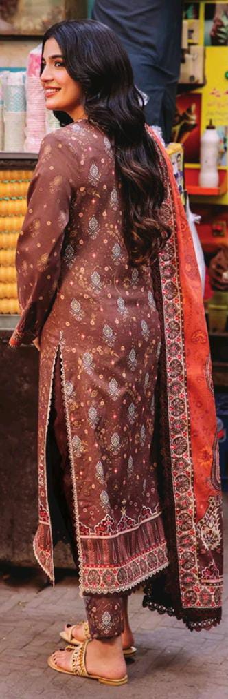 Asim Jofa 3pc Unstitched Khaddar Suit | Dark Brown