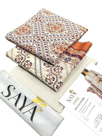 Saya 3pc Unstitched Khaddar Suit | Ivory