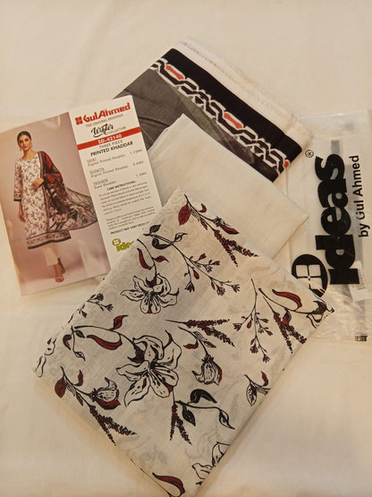 Gul Ahmed 3pc Unstitched Khaddar Suit | White