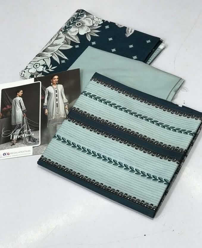 Salina 3pc Unstitched Linen | Light Grey