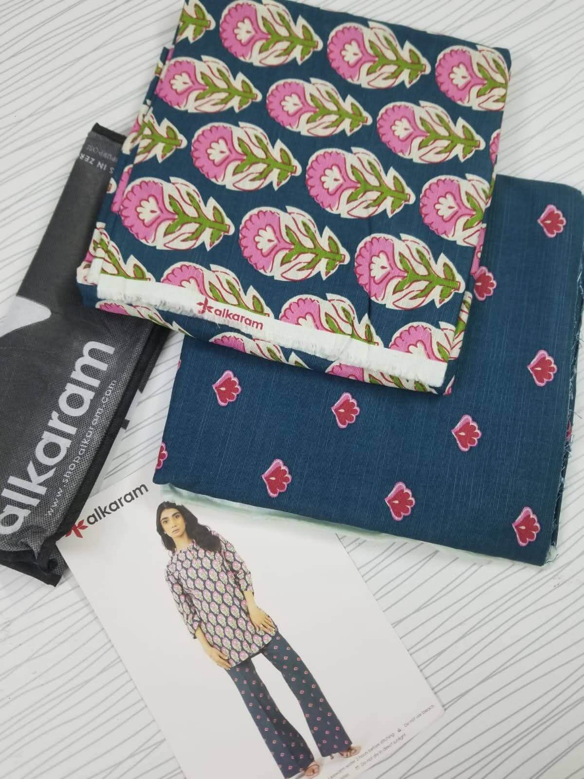 Deep Blue | Al-Karam 2pc Unstitched Khaddar Suit