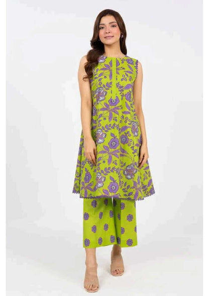 Vibrant Green | Al-Karam 2pc Unstitched Khaddar Suit featuring floral print shirt and trousers.