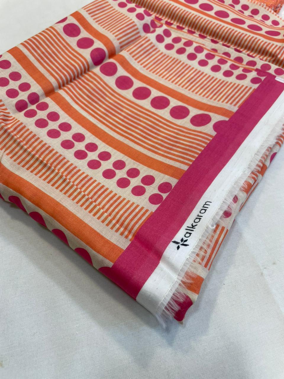 Light Orange | Al-Karam 2pc Unstitched Lawn Suit