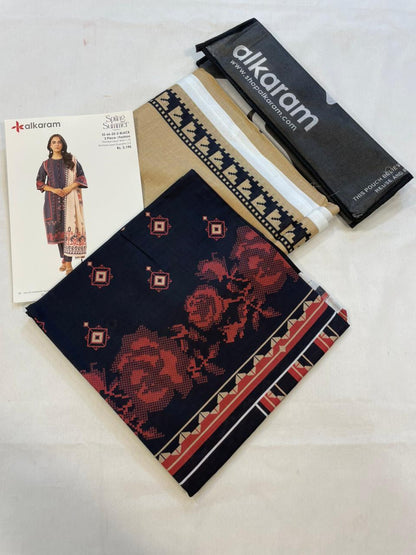 Black | Al-Karam 2pc Unstitched Lawn Suit