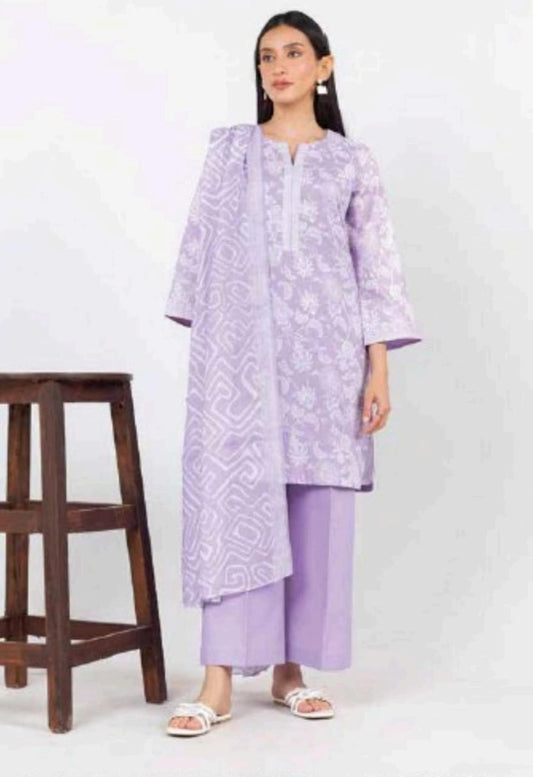 Lilac| Al-Karam 3pc Unstitched Lawn Suit