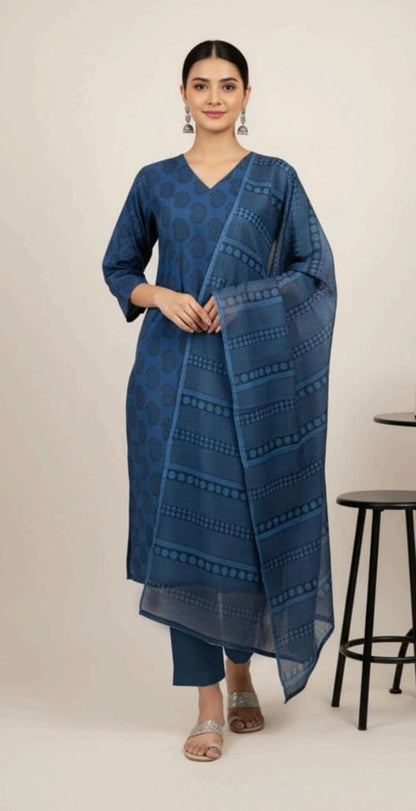 Blue | Al-Karam 3pc Unstitched Lawn Suit